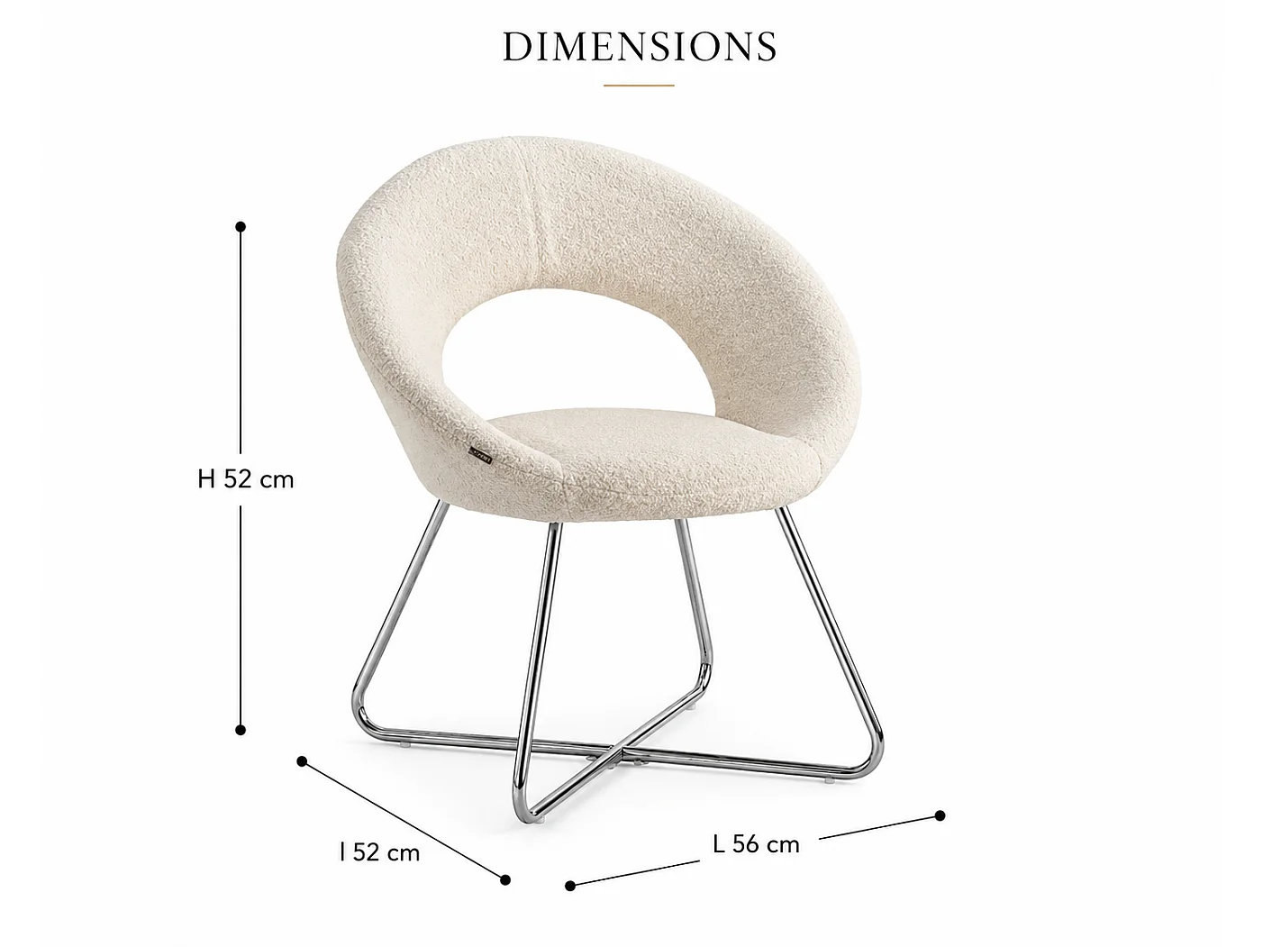 Lot de 4 Chaises BUBBLE Chrome velours - Blanc doudou