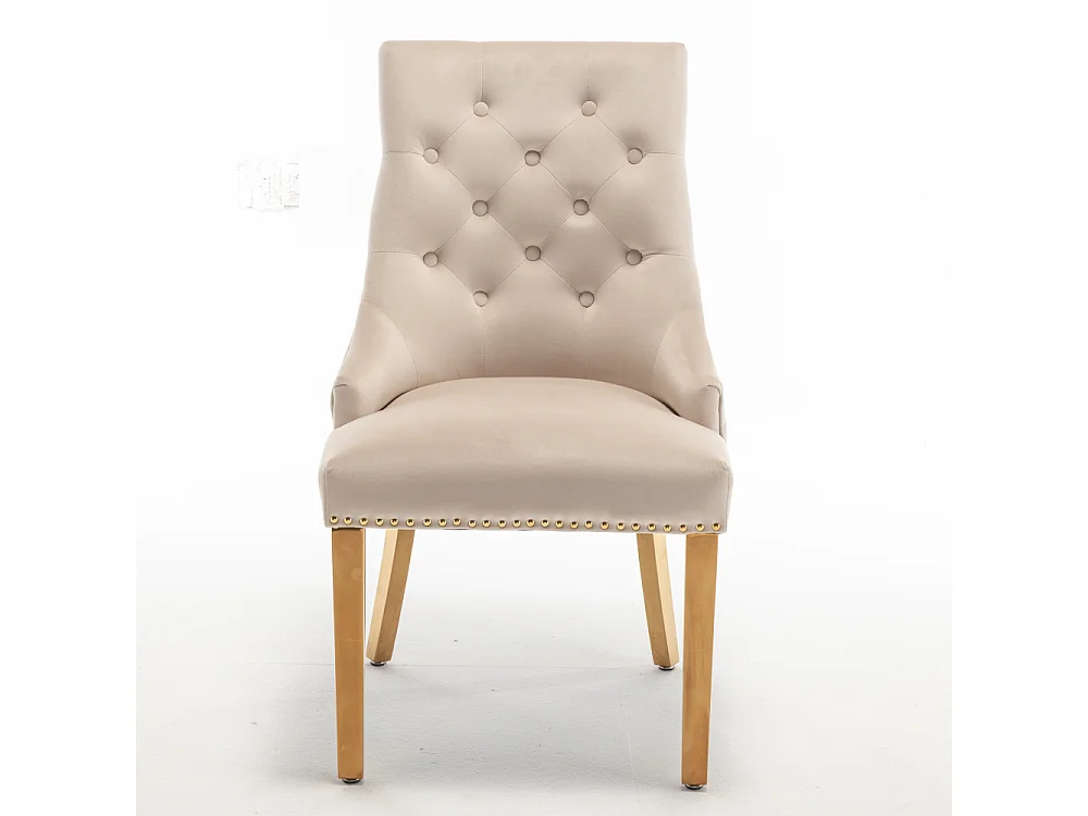 Lot de 2 chaises ANNEAU mattelassée et cloutée Gold velours