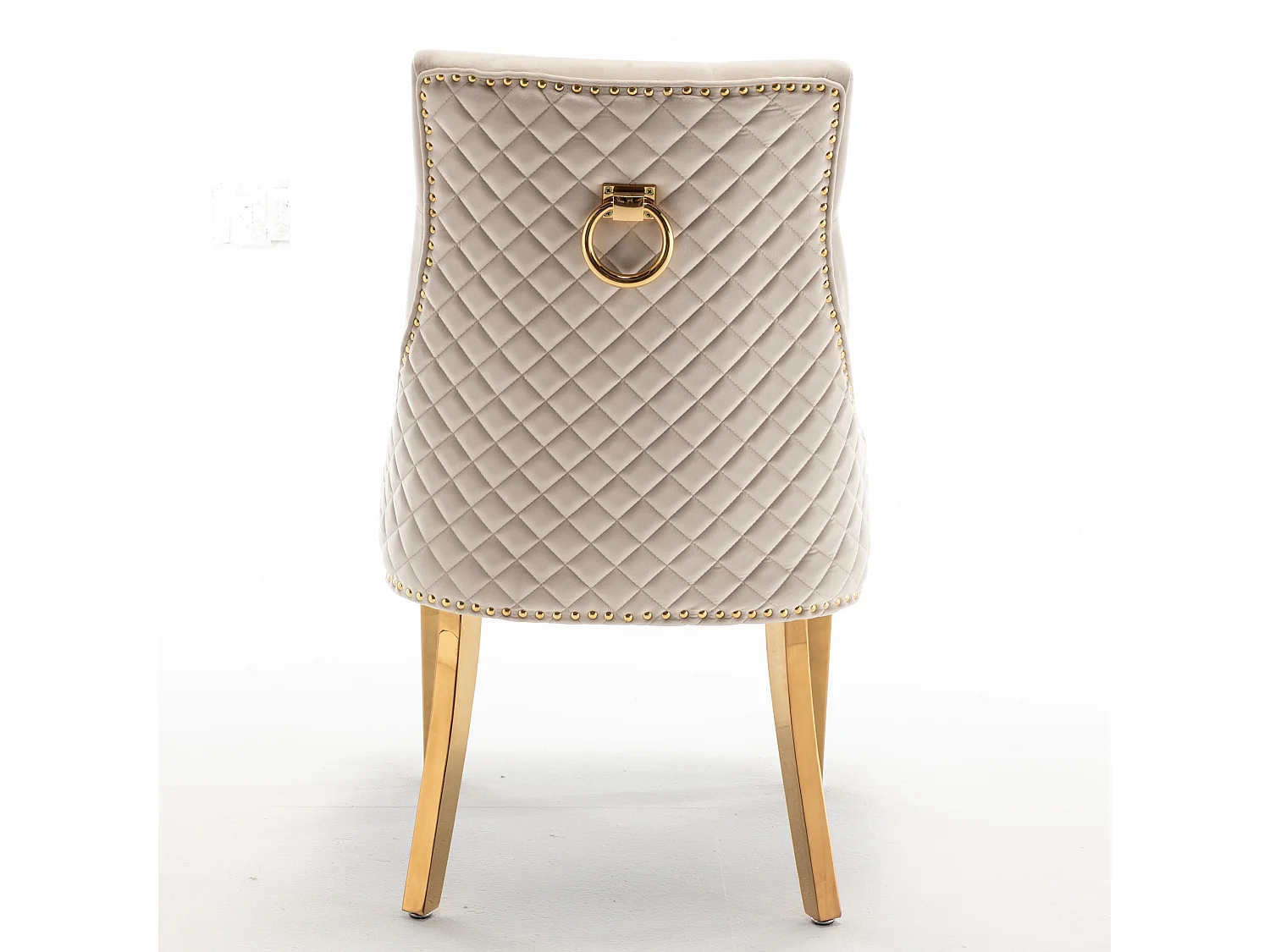 Lot de 2 chaises ANNEAU mattelassée et cloutée Gold velours - Beige