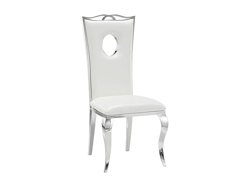 Lot de Chaises baroque ROYAL Chrome Simili BLANC