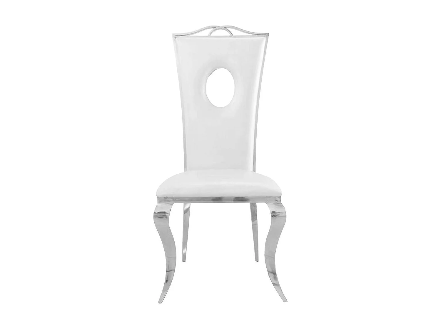 Lot de 4 Chaises baroque ROYAL Chrome Simili BLANC