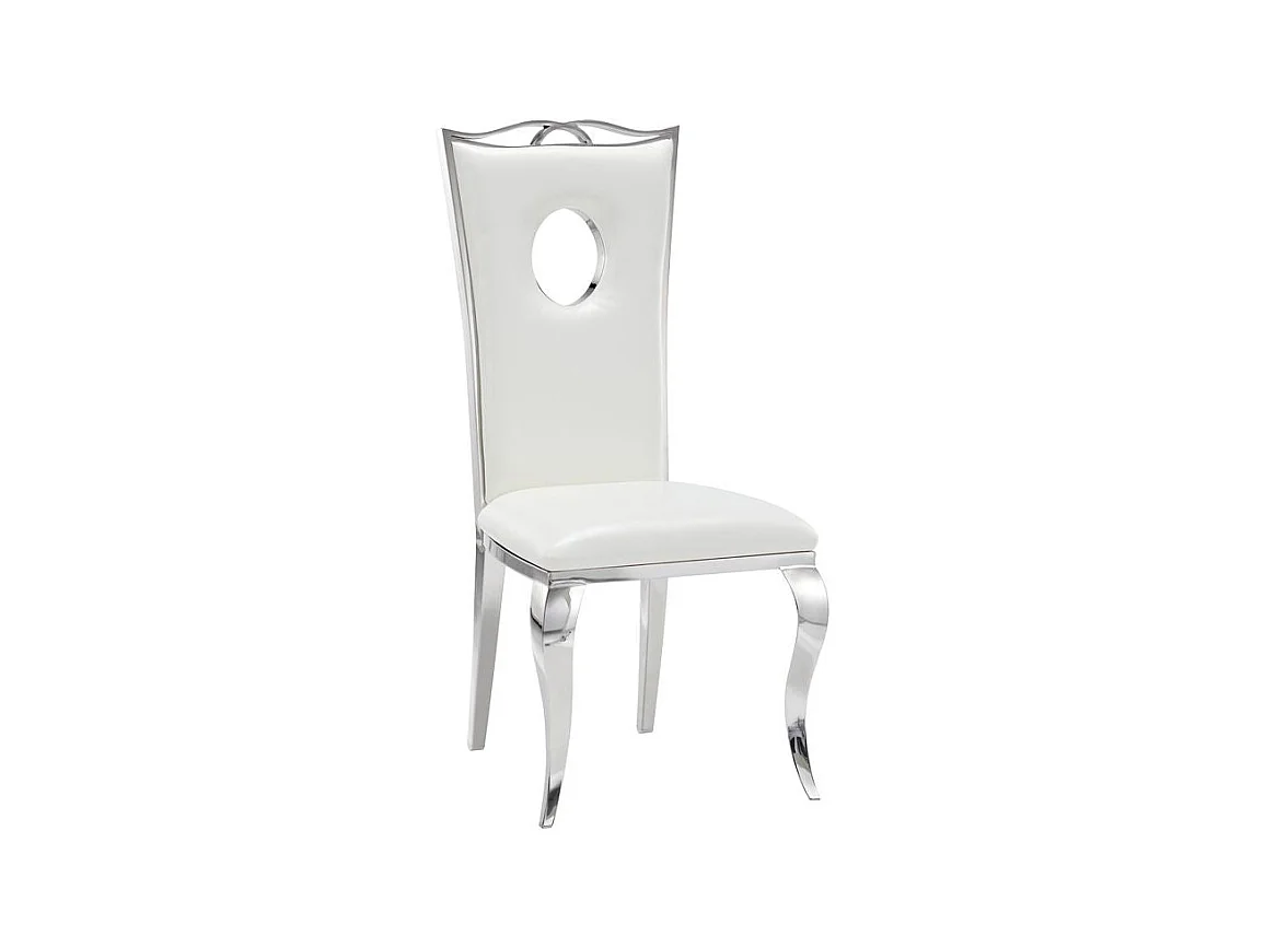 Lot de Chaises baroque ROYAL Chrome Simili BLANC