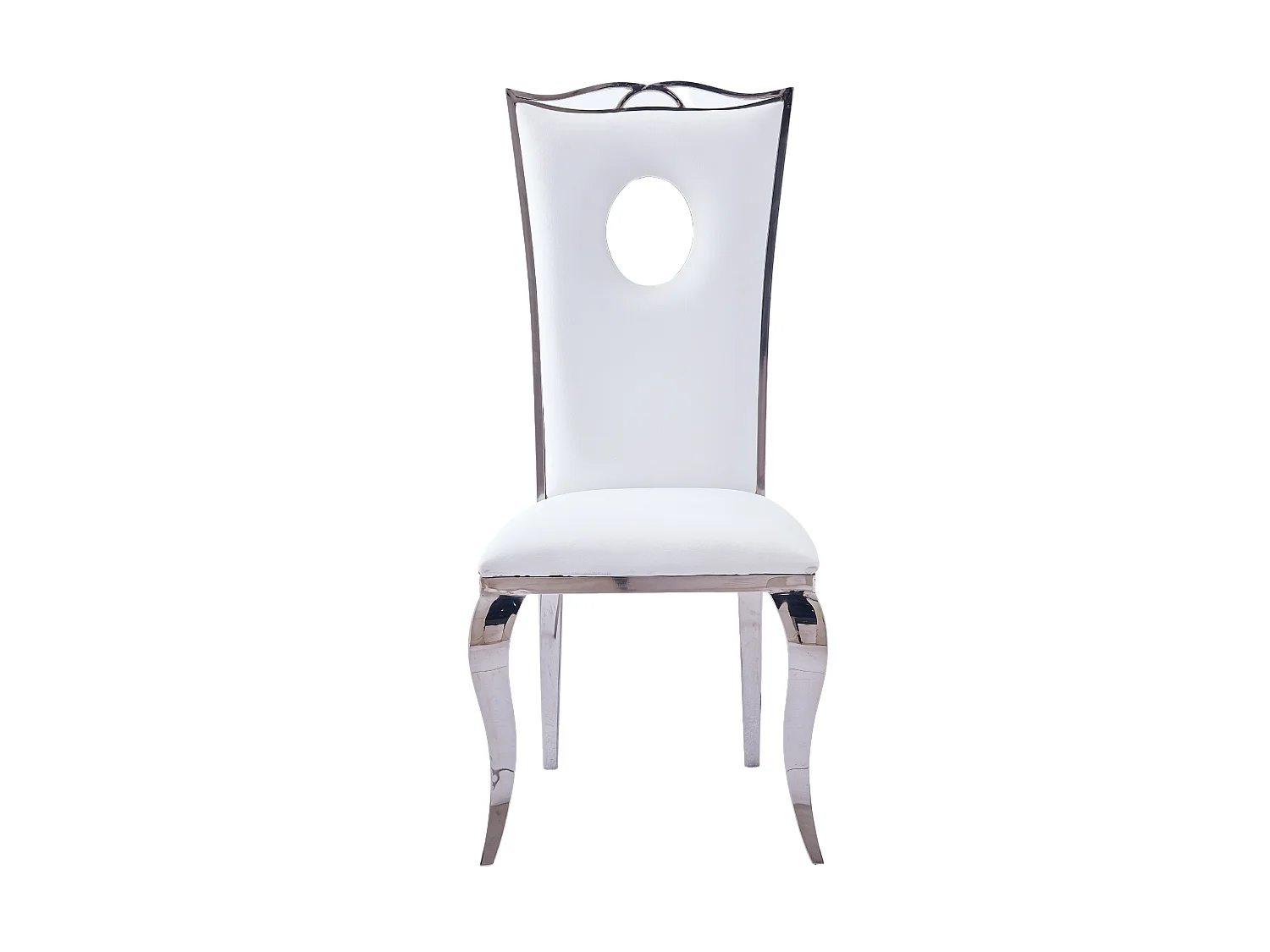 Lot de 4 Chaises baroque ROYAL Chrome Simili BLANC