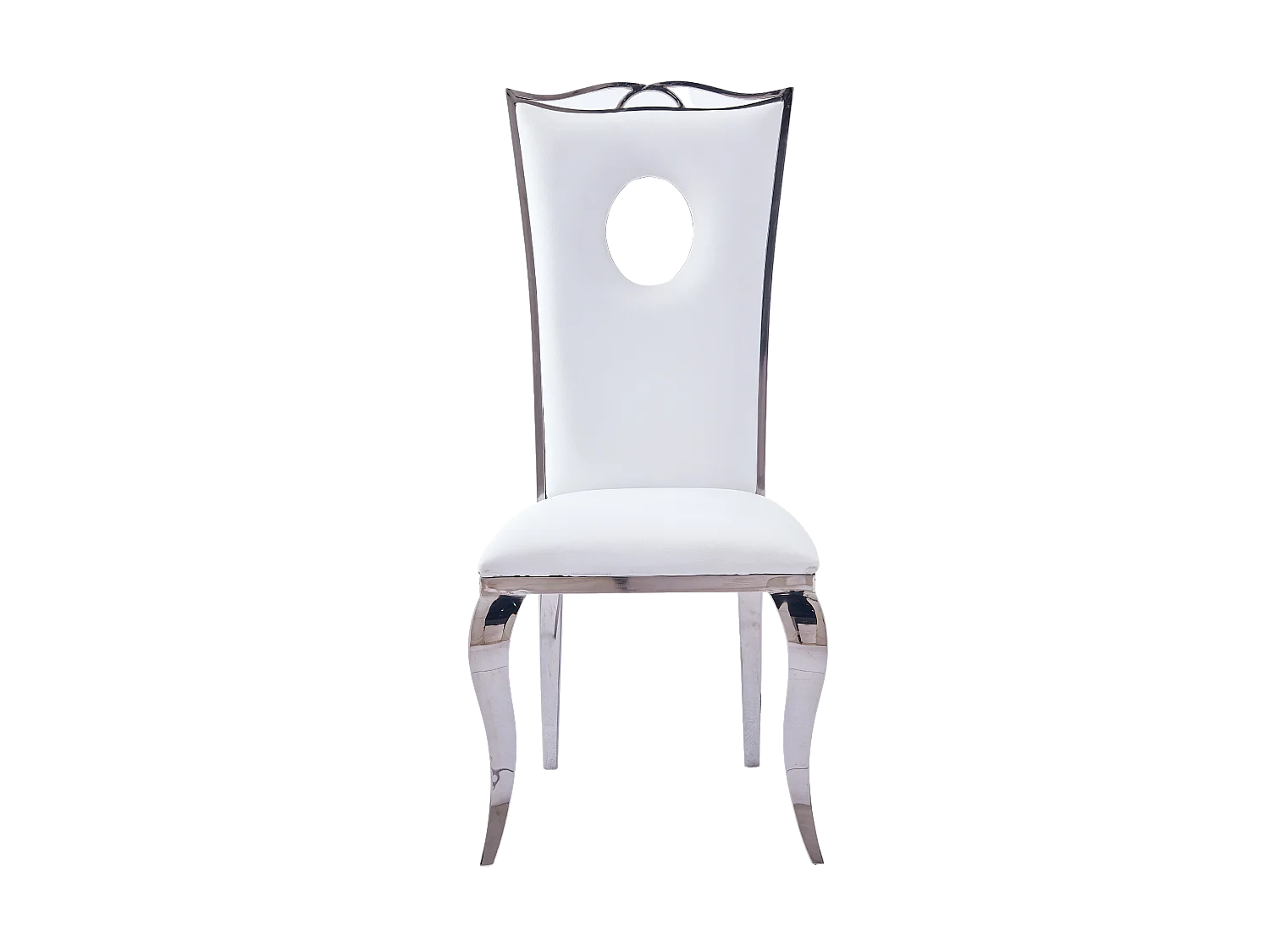 Lot de 4 Chaises baroque ROYAL Chrome Simili BLANC