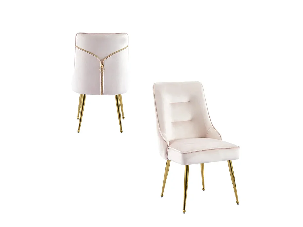 Lot de 2 chaises luxury ZIP en velours pieds Gold - Rose