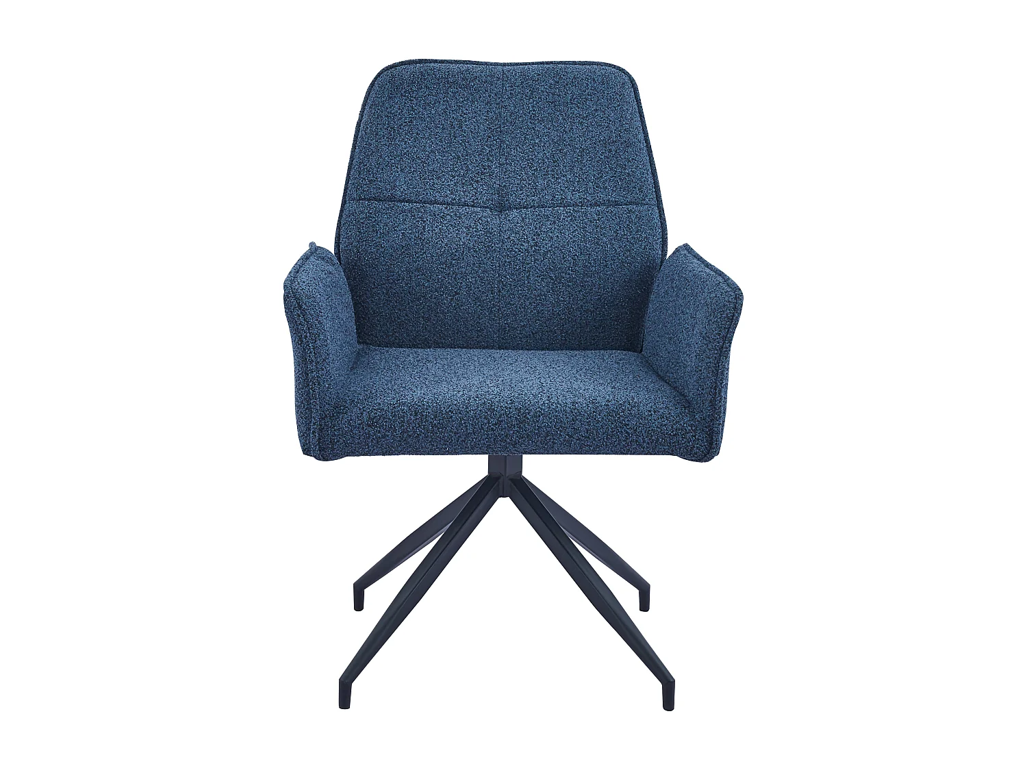 Lot 2 Chaises de Bureau Lutetia Tissu Tweed Bleu Pieds Métal Noir 65x62x87cm