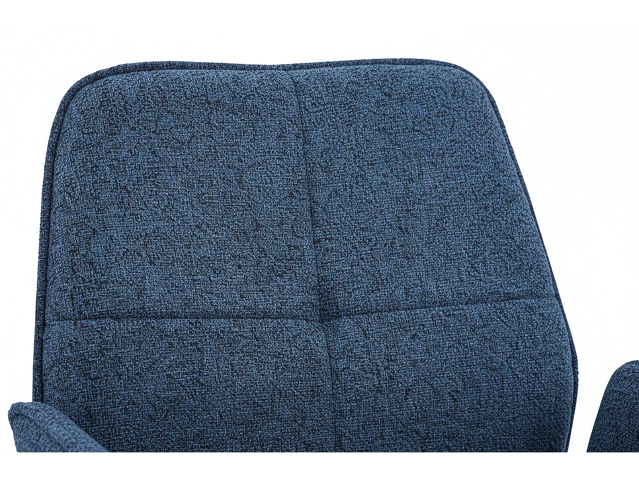 Lot 2 Chaises de Bureau Lutetia Tissu Tweed Bleu Pieds Métal Noir 65x62x87cm