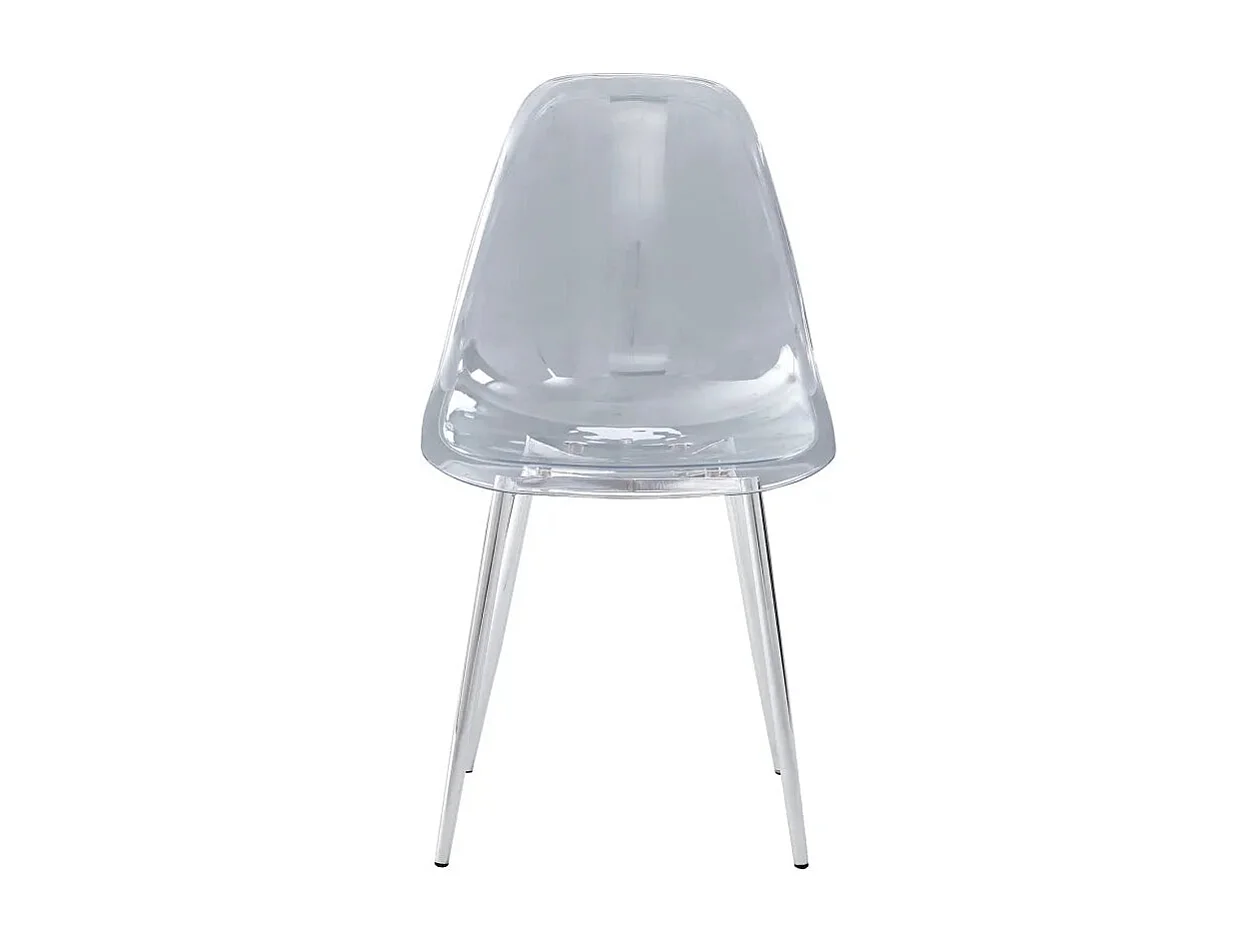 Lot de 4 chaises scandinave transparentes en PVC pieds Chrome