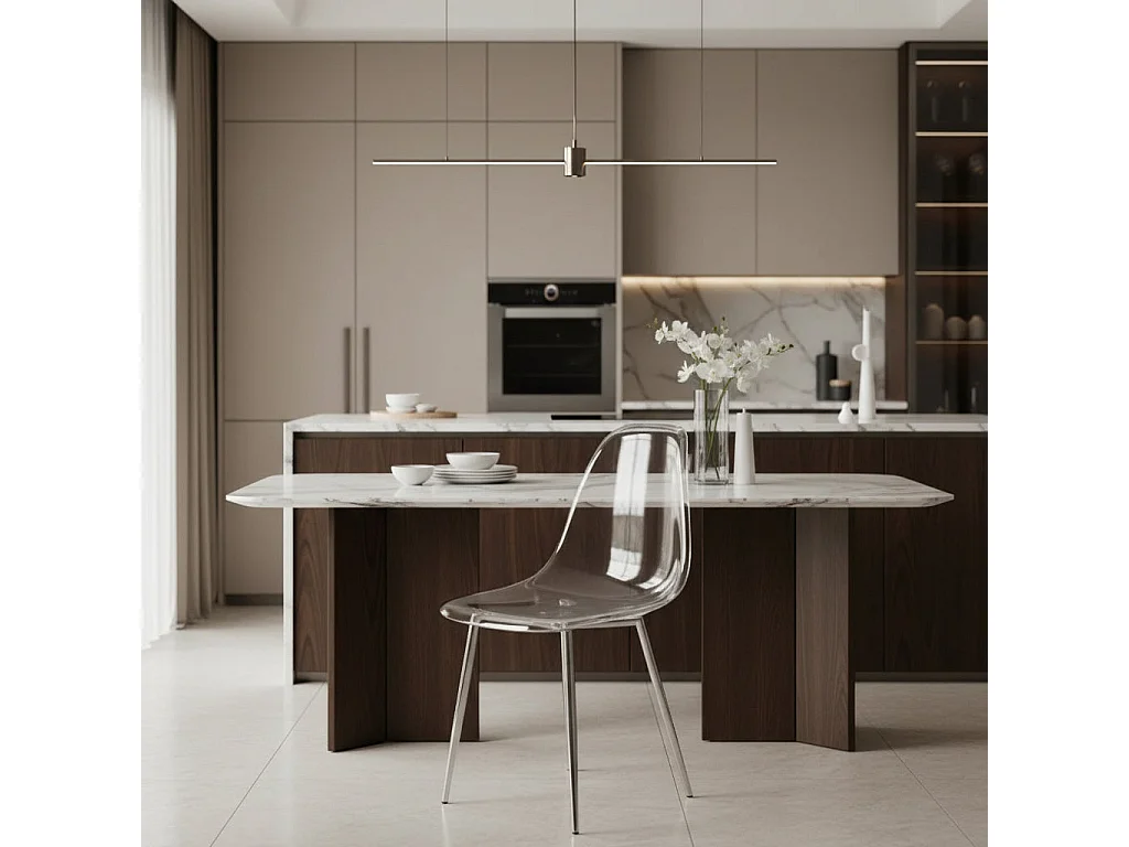 Lot de 4 chaises scandinave transparentes en PVC pieds Chrome