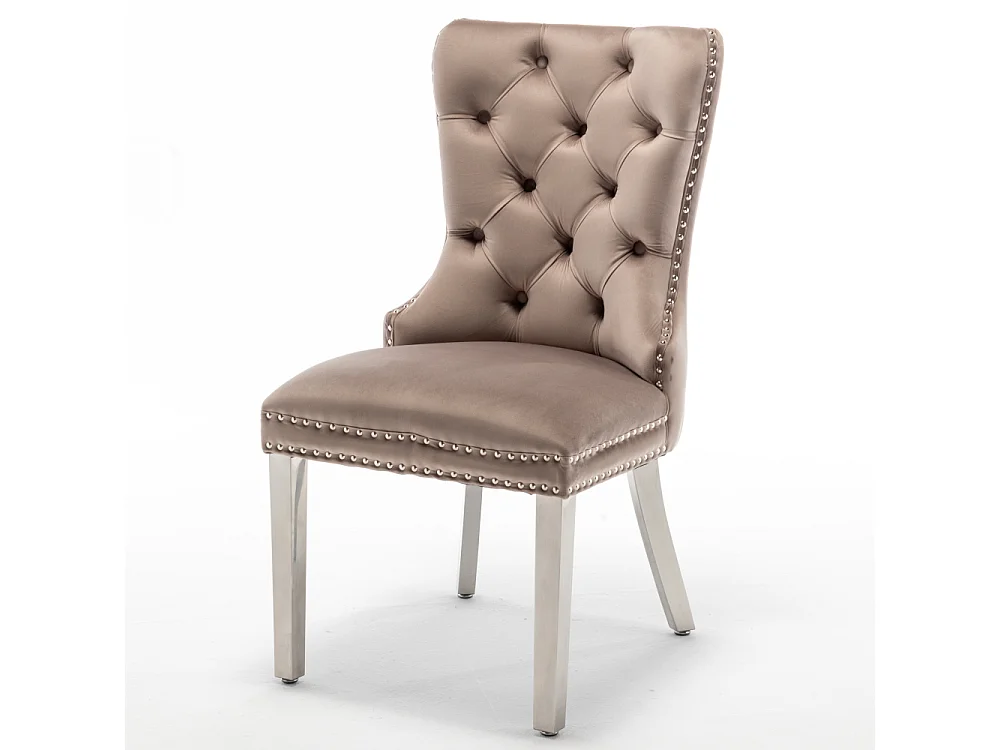 Lot de 2 chaises POIGNEE Clouté en velours pied chromé