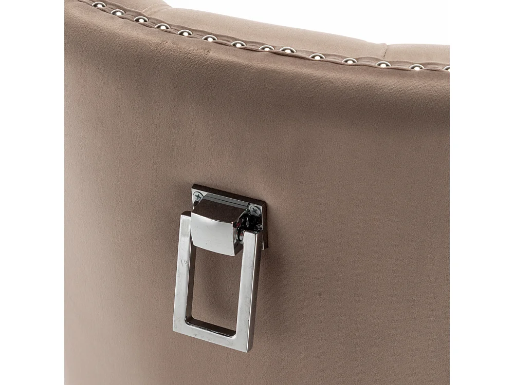 Lot de 2 chaises POIGNEE Clouté en velours pied chromé - Moka