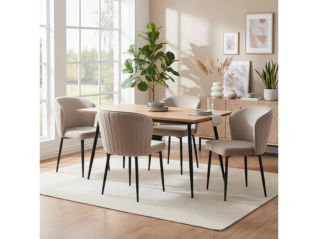 Lot de 4 chaises moderne DIANA Métal noir velours moka