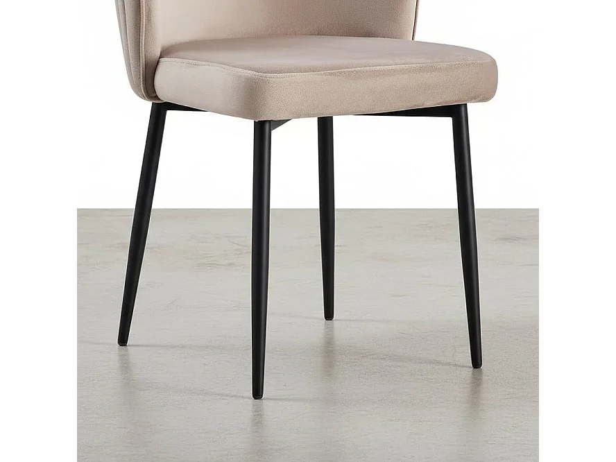 Lot de 4 chaises moderne DIANA Métal noir velours moka