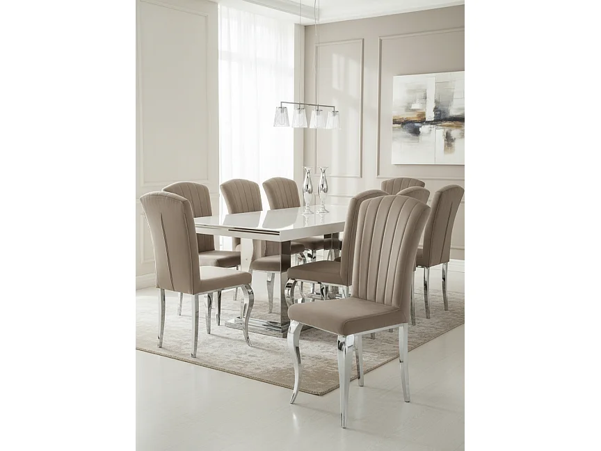 Lot de 6 Chaises baroque LOUIS Chrome Velours Moka