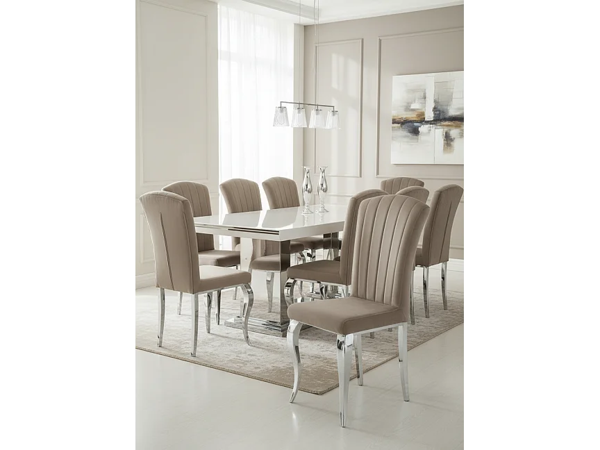 Lot de 6 Chaises baroque LOUIS Chrome Velours Moka