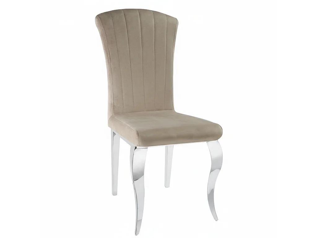 Lot de 6 Chaises baroque LOUIS Chrome Velours Moka