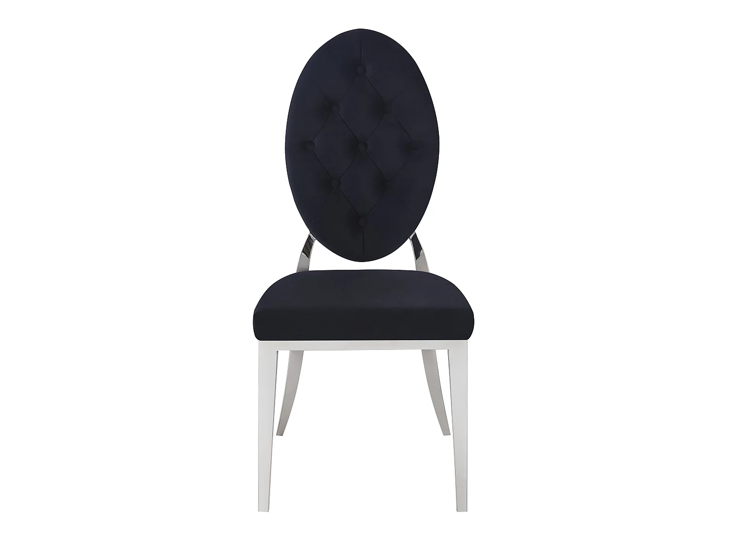 Lot de 4 chaises MEDAILLON capitonnées  chrome et velours Noir