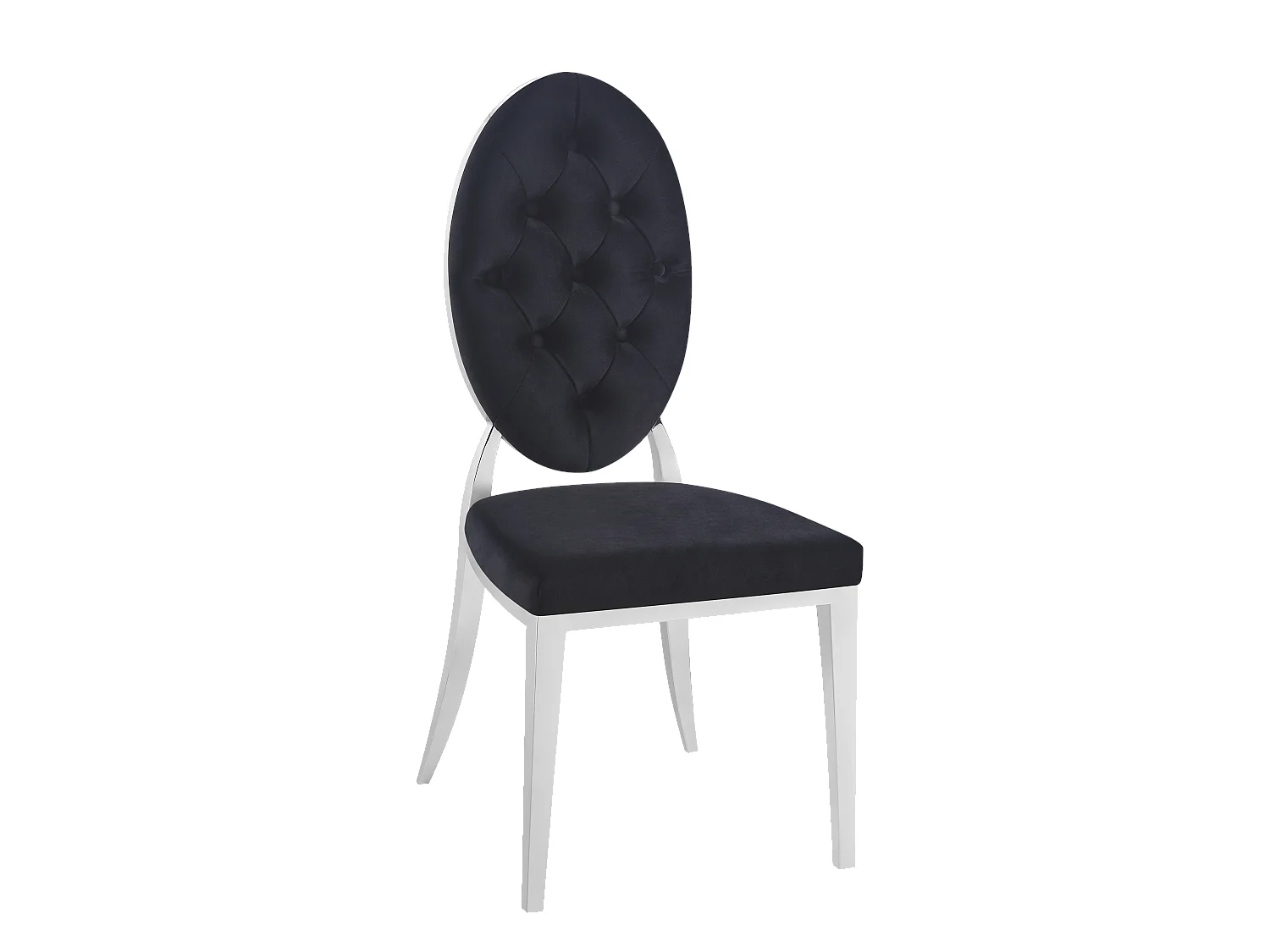 Lot de 4 chaises MEDAILLON capitonnées  chrome et velours Noir