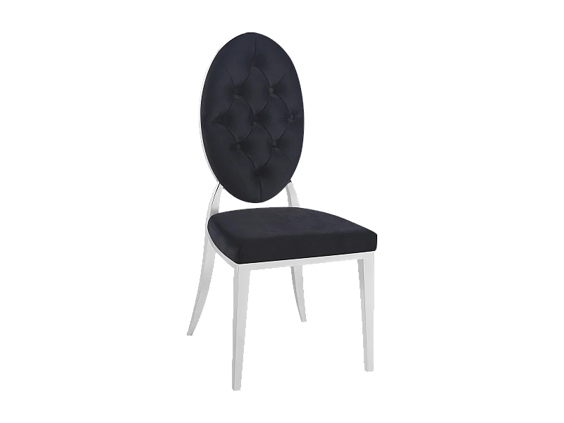 Lot de 4 chaises MEDAILLON capitonnées  chrome et velours Noir