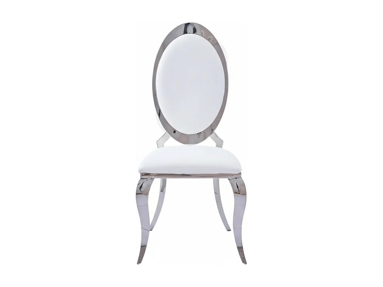 Lot de 4 chaises ANGEL baroque Chrome simili cuir blanc