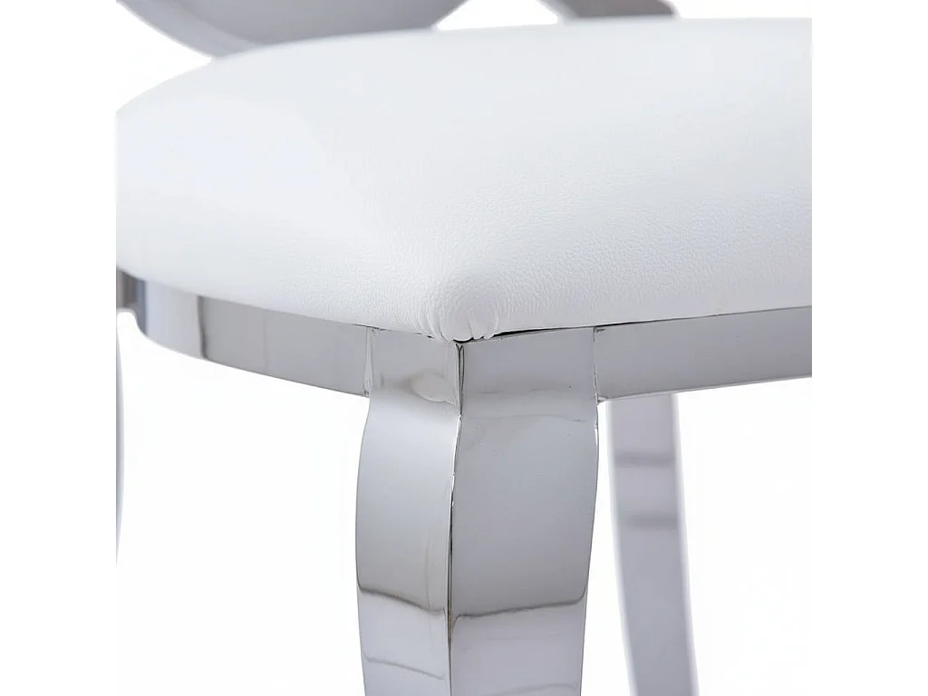 Lot de 4 chaises ANGEL baroque Chrome simili cuir blanc