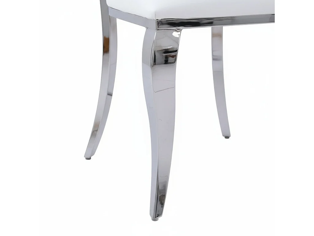Lot de 4 chaises ANGEL baroque Chrome simili cuir blanc
