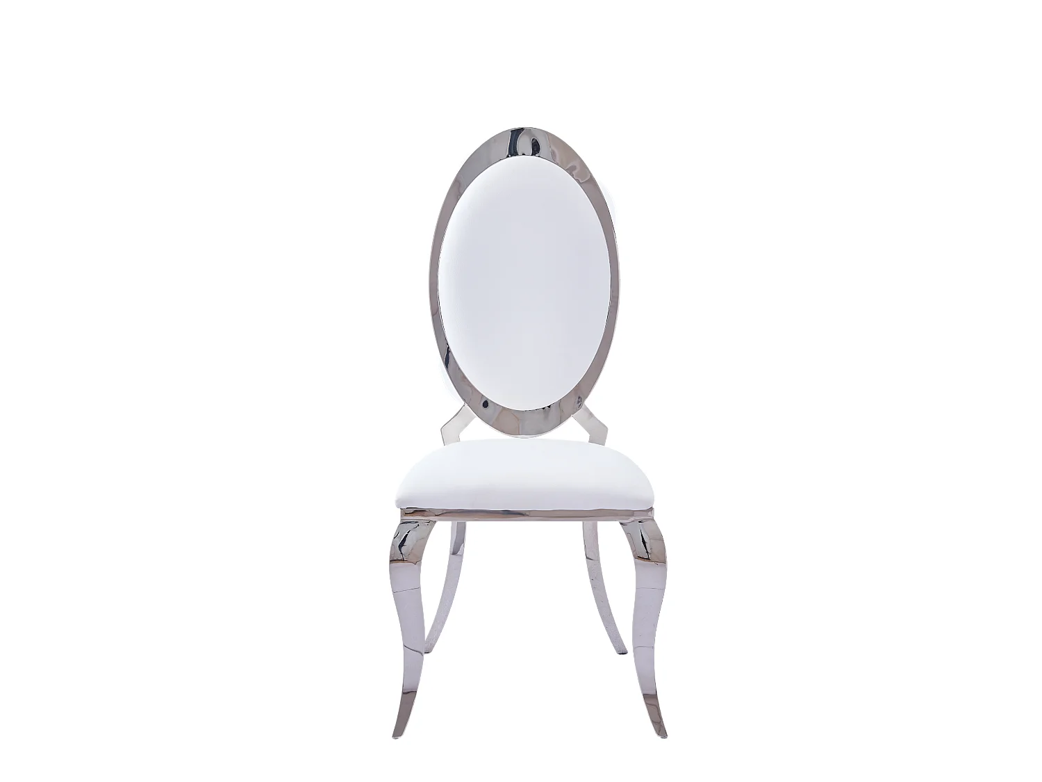 Lot de 4 chaises ANGEL baroque Chrome simili cuir blanc