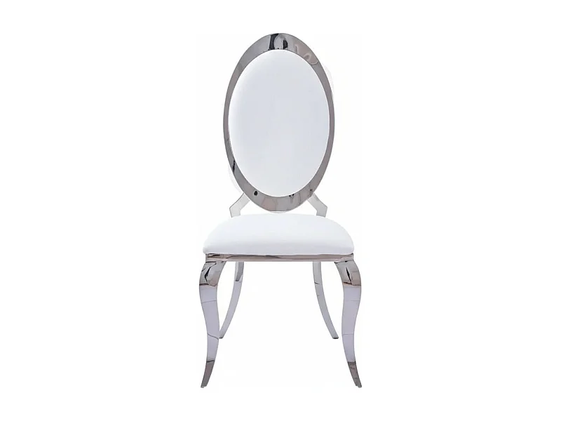 Lot de 4 chaises ANGEL baroque Chrome simili cuir blanc