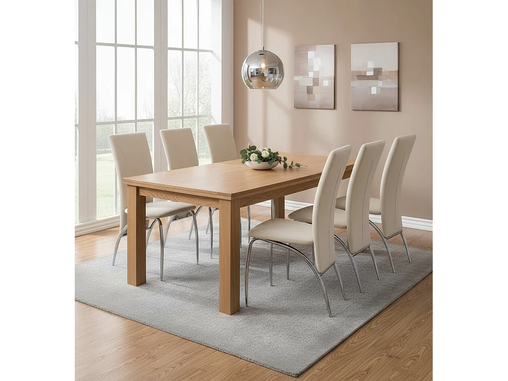 Lot de 4 Chaise CANVAS en velours pieds chrome Beige