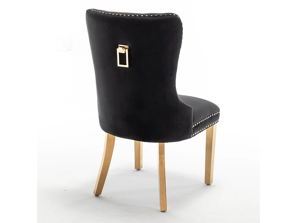 Lot de 2 chaises POIGNEE Clouté en velours pied Gold