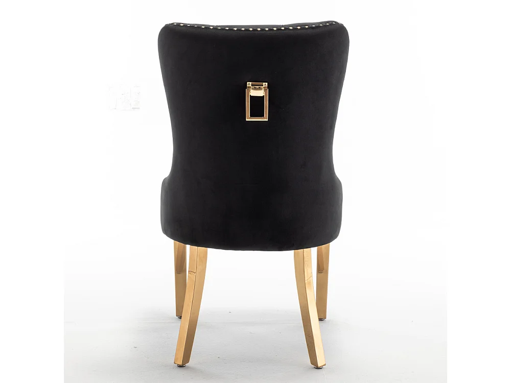 Lot de 2 chaises POIGNEE Clouté en velours pied Gold