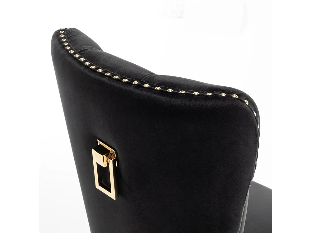 Lot de 2 chaises POIGNEE Clouté en velours pied Gold