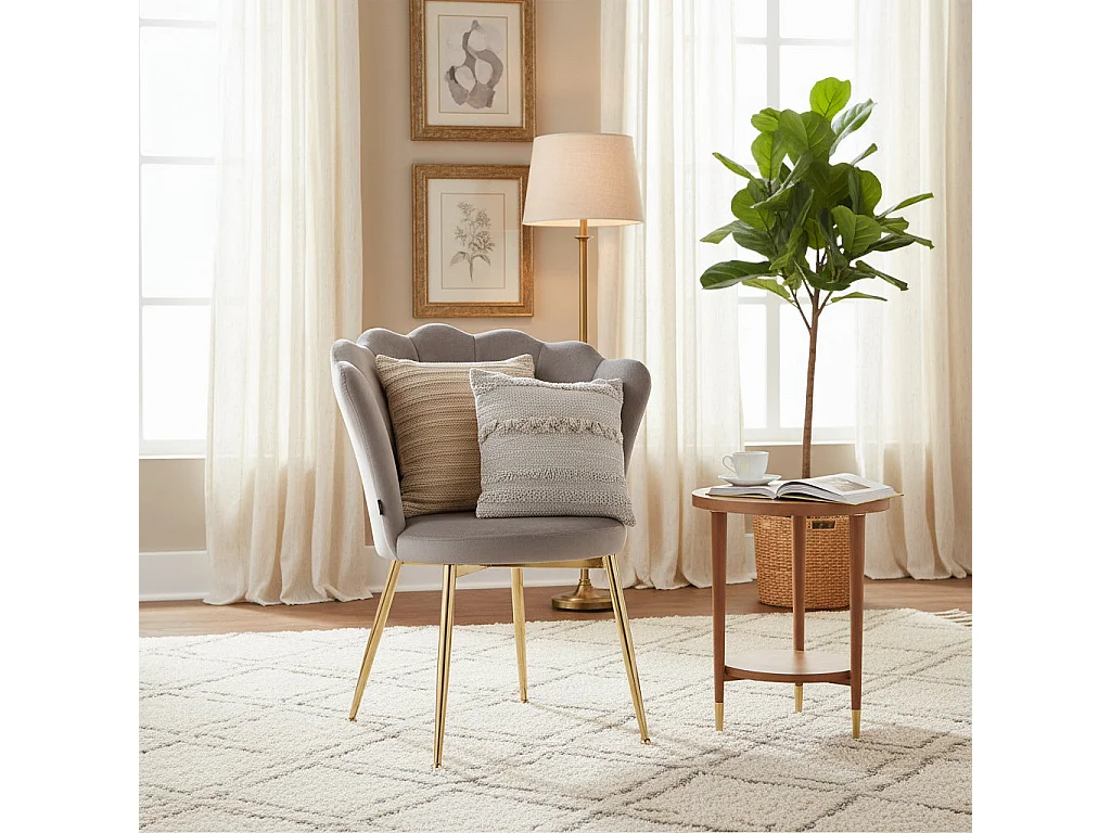 Lot de 2 chaises NYMPHEA pieds Gold assise Velours Moka