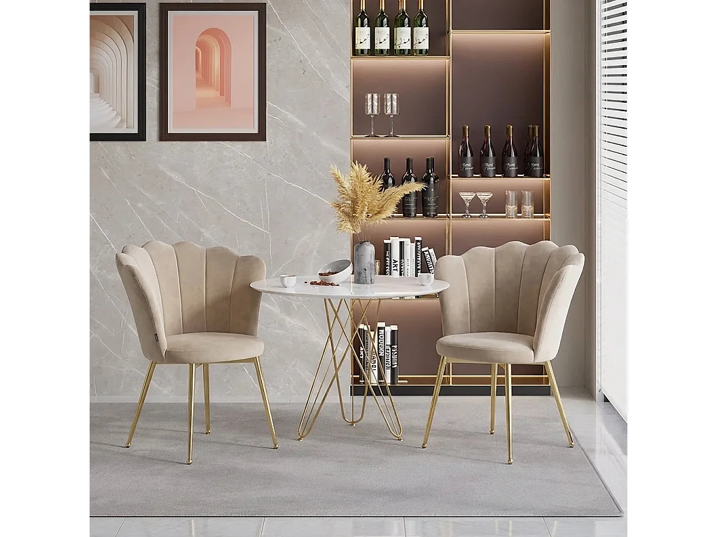 Lot de 2 chaises NYMPHEA pieds Gold assise Velours Moka