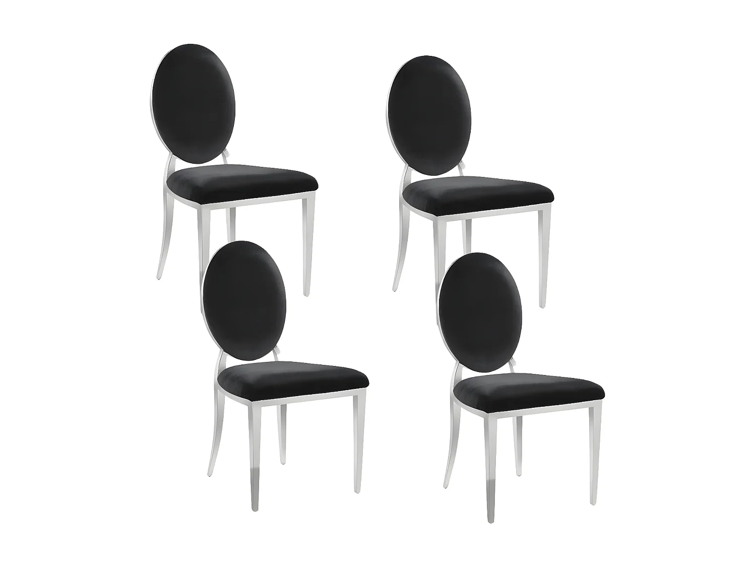 Lot de chaises MEDAILLON en chrome et velours