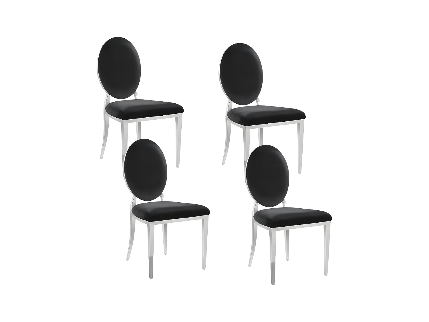 Lot de chaises MEDAILLON en chrome et velours