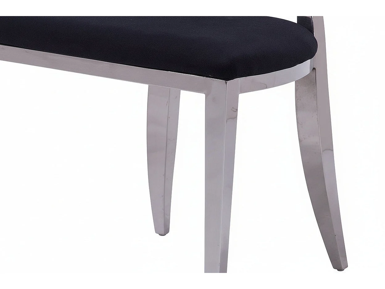 Lot 4 Chaises Salle à Manger Médaillon Velours Noir Pieds Chrome 50x52x108cm