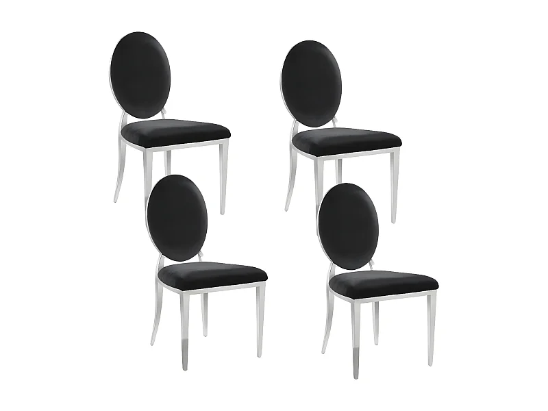 Lot de 4 chaises MEDAILLON en chrome et velours