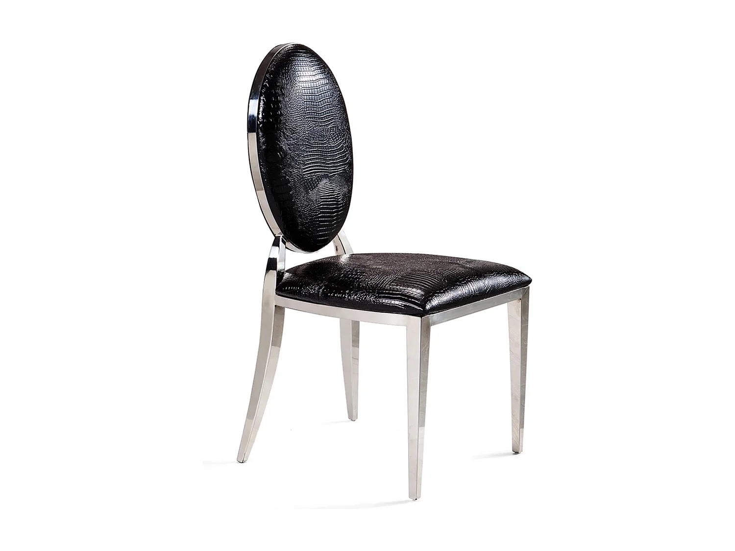 Lot de chaises MEDAILLON en simili cuir croco noir