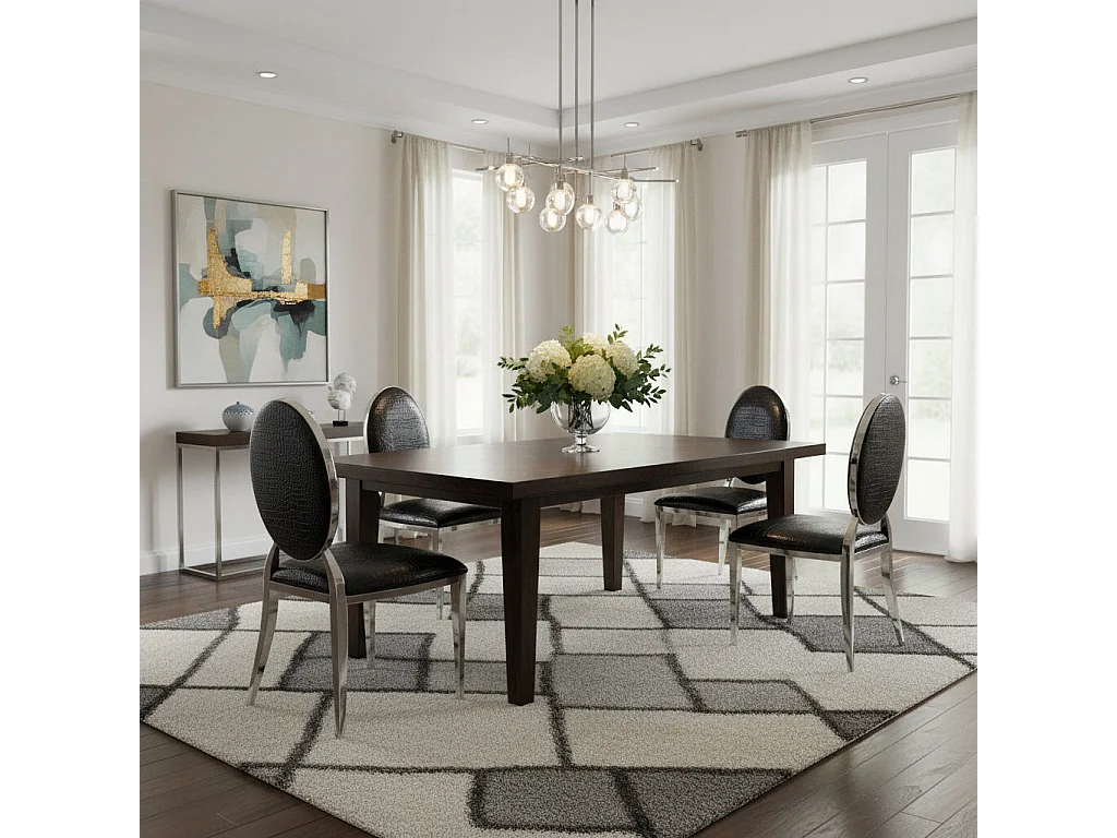 Lot de 4 chaises MEDAILLON en simili cuir croco noir