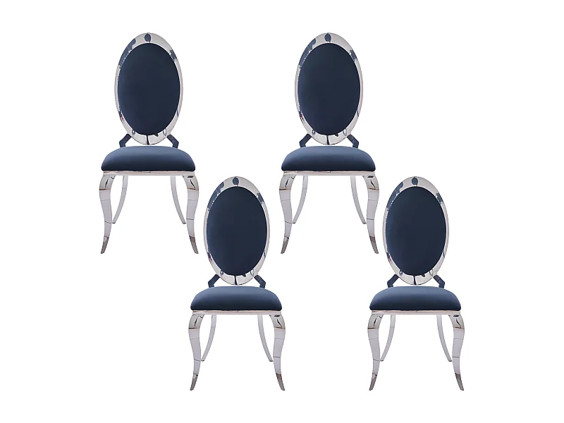 Lot de 4 chaises baroque ANGEL baroque Chrome Velours Noir