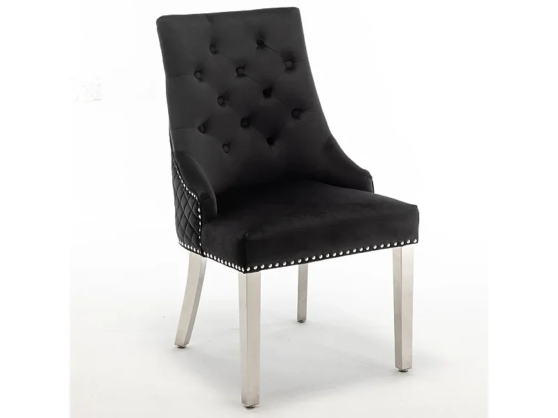 Lot de 2 chaises LION matelassée et cloutée chrome velours