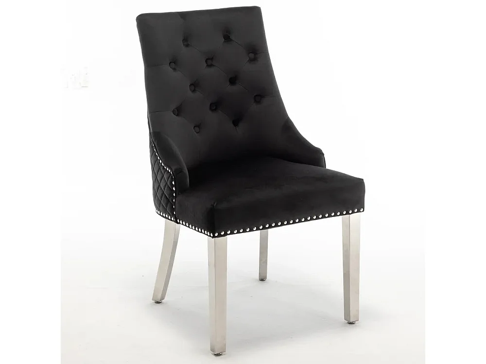 Lot de 2 chaises LION matelassée et cloutée chrome velours