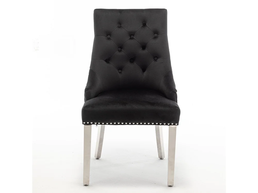 Lot de 2 chaises LION matelassée et cloutée chrome velours