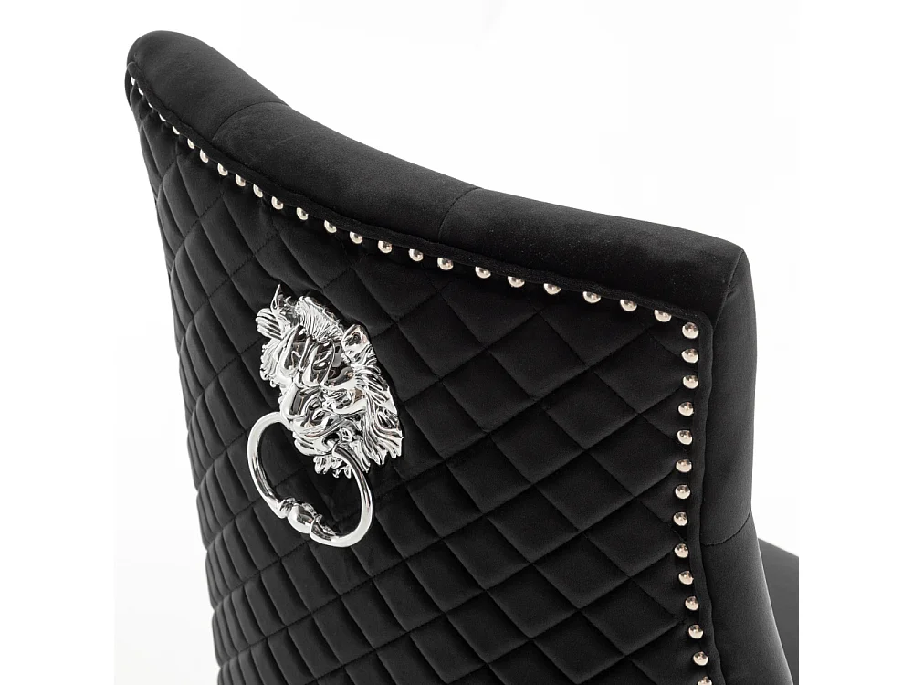 Lot de 2 chaises LION matelassée et cloutée chrome velours