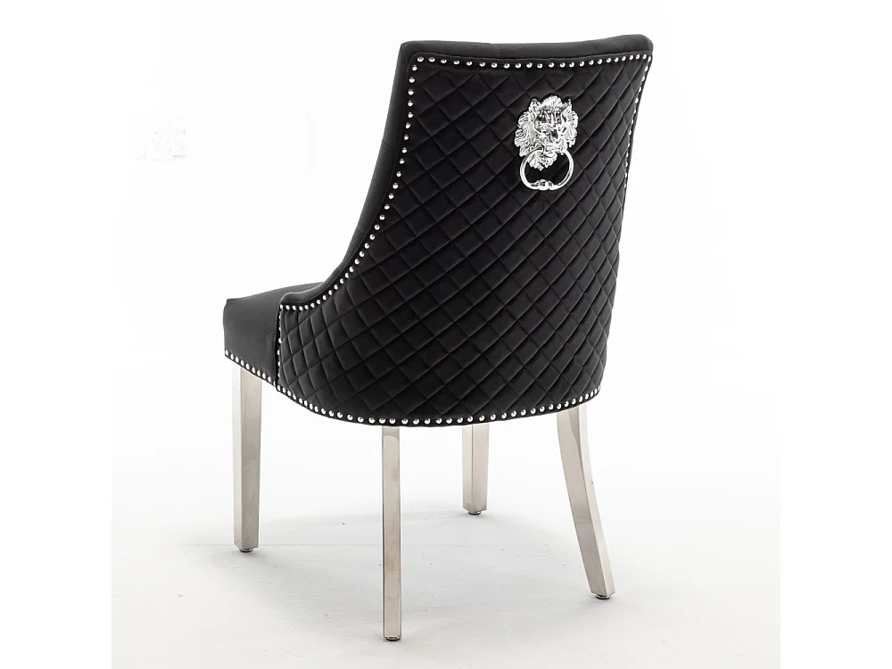 Lot de 2 chaises LION matelassée et cloutée chrome velours