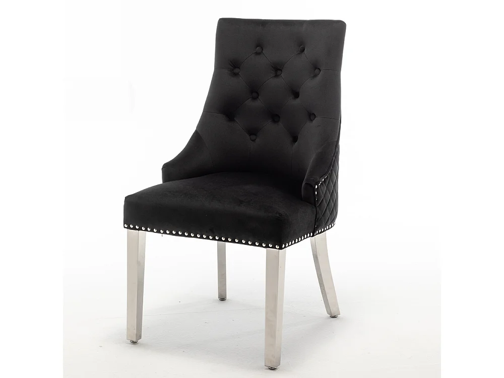 Lot de 2 chaises LION matelassée et cloutée chrome velours