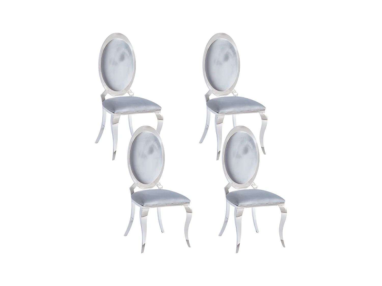 Lot de 4 chaises ANGEL baroque Chrome Velours Gris
