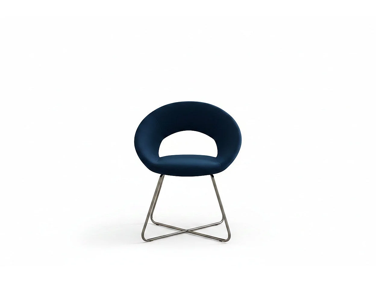 Lot de 4 Chaises BUBBLE Chrome velours - Bleu