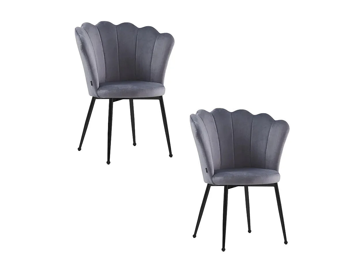 Lot de chaises NYMPHEA pieds métal noir assise Velours